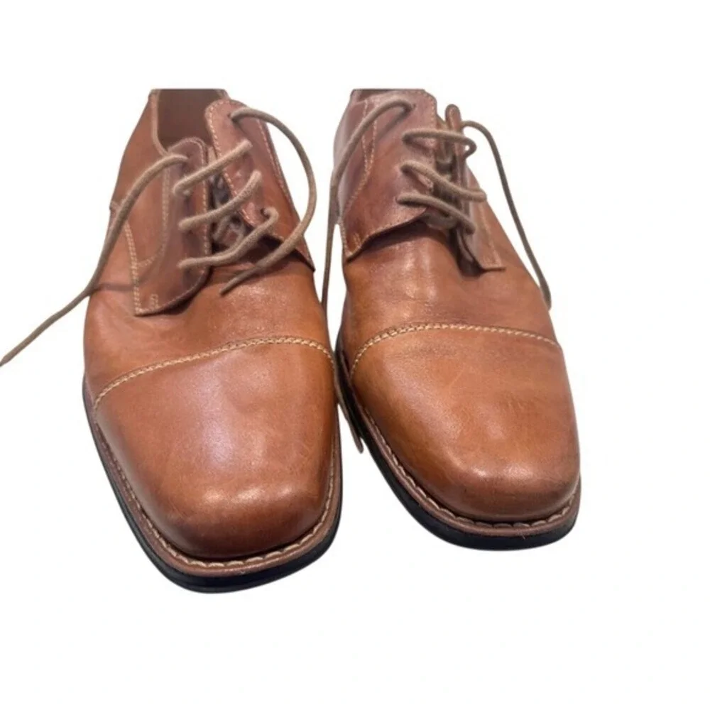 Sandro Moscoloni Mens Tan Brown Leather Cap Toe Oxford Shoes 17763 Size 11.5‎ M